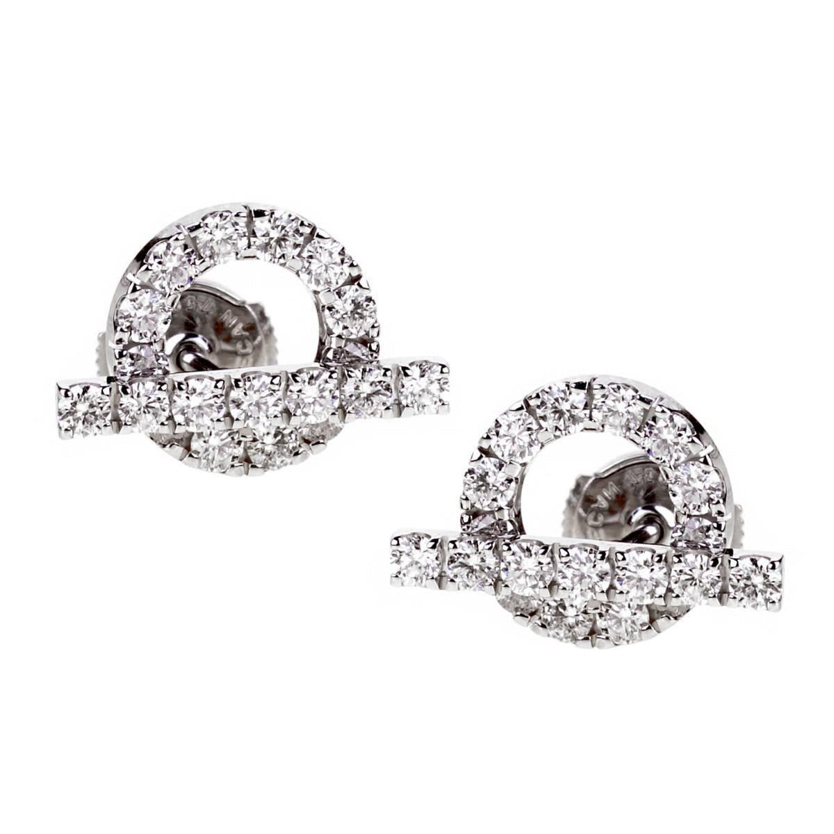 Hermes Finesse Diamond Stud 18K Gold Earrings