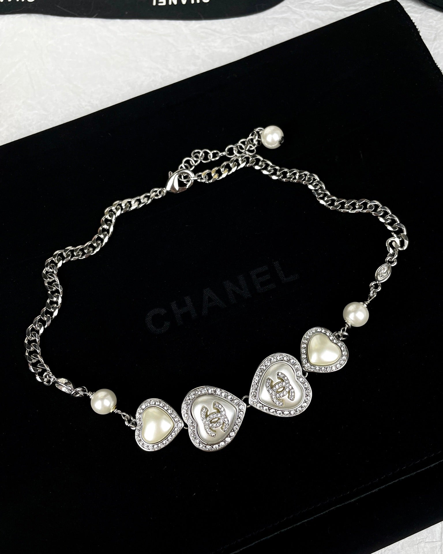 Chanel Heart Crystals 18K Gold Necklace