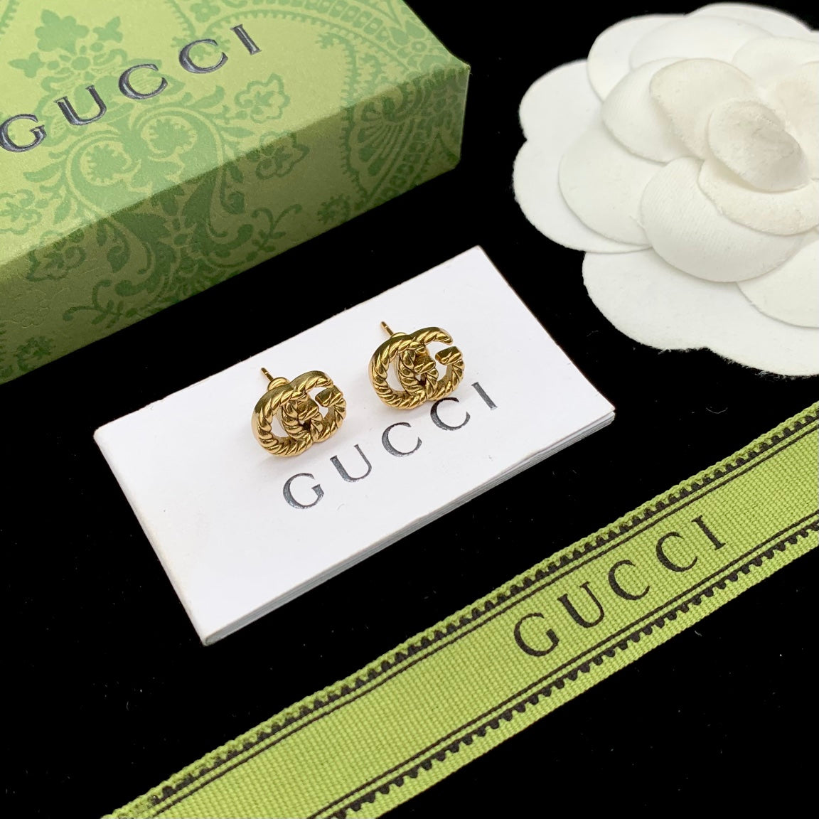Gucci Double 18K Gold Earrings