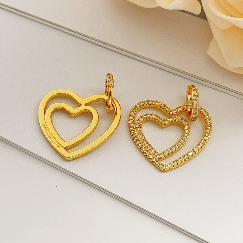 Tiffany Heart Diamond 18K Gold Earrings